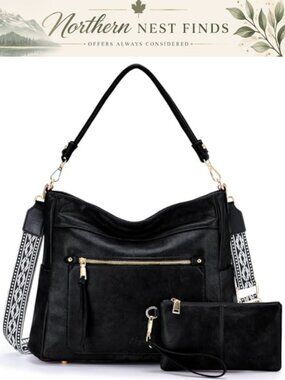 Vegan Leather Hobo Shoulder Bag Crossbody Satchel Purse